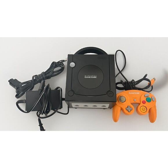 Nintendo Gamecube Black Console + Cables + Controller Bundle Lot Tested DOL-001